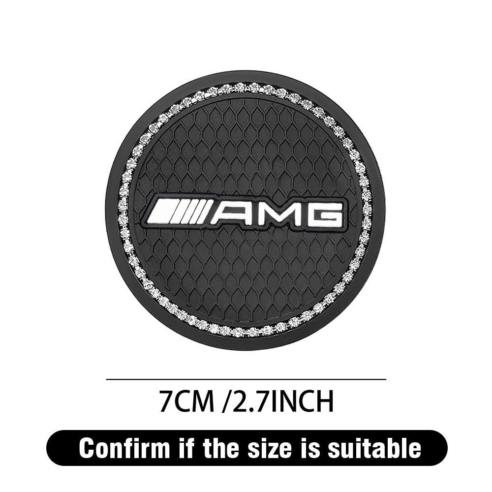 GLC GLB 1/2 Pièces Tapis Antidérapant pour Porte-Gobelet de Voiture Strass Diamant Tapis en Caoutchouc Pour Mercedes-Benz AMG W108 W124 W140 W168 W202 Accessoire Voiture