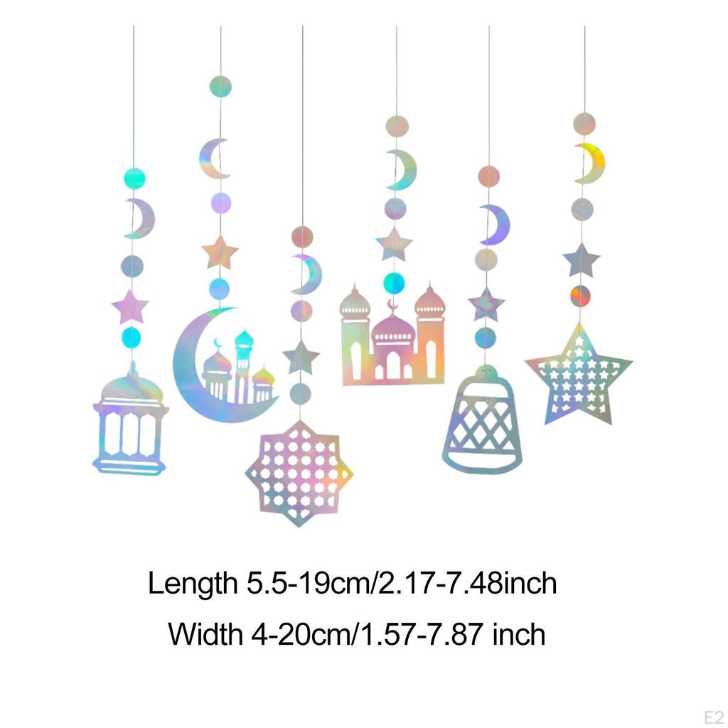 6 Pieces Ramadan Eid Decoration Streamer Hanging Wall Backdrop Mubarak Party