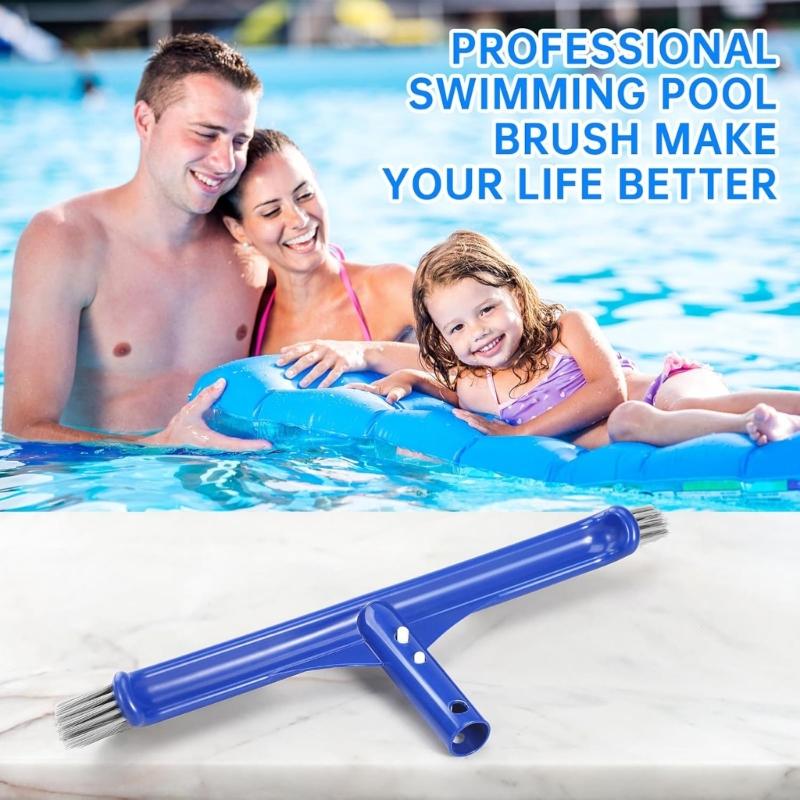 Pool Brush 17inch Pool Brush Head for Cleaning Pool Walls Curved End Pool Scrub Brush Nylon Bristles Pool Brush Head