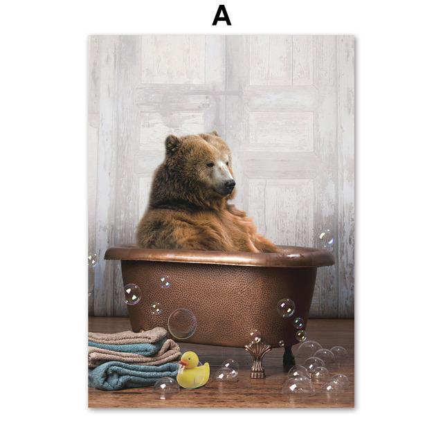 Set Di 4 Poster Senza Cornice Per Bagno Con Mucche Delle Highland - Stampe Artistiche Divertenti 30,5x40,6 Cm Su Tela - Decorazione Umoristica Per Casa In Stile Rustico
