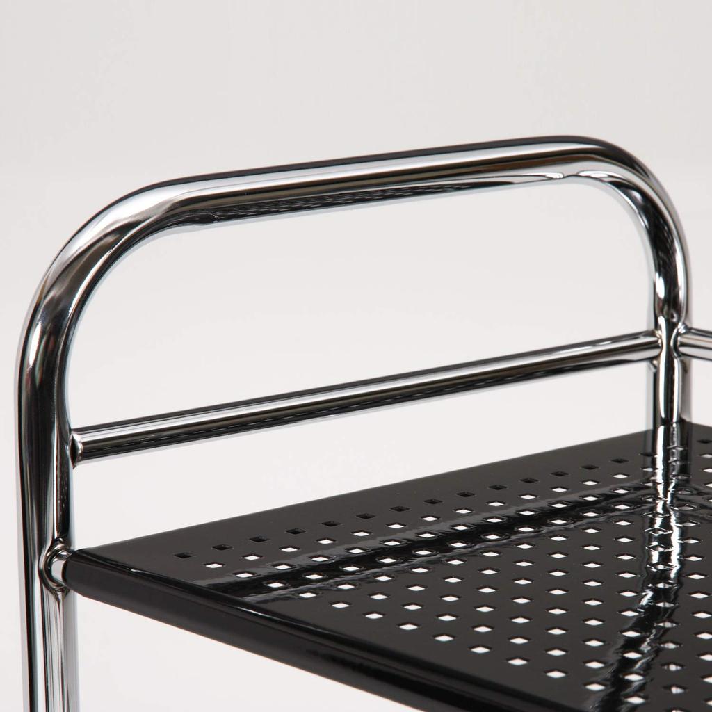 Fuji Boeki Kitchen Cart, 3-Tier, 40cm Wide X 32cm Deep X 74.5cm High, Black, Steel, with Casters, Assembly Required, 93396