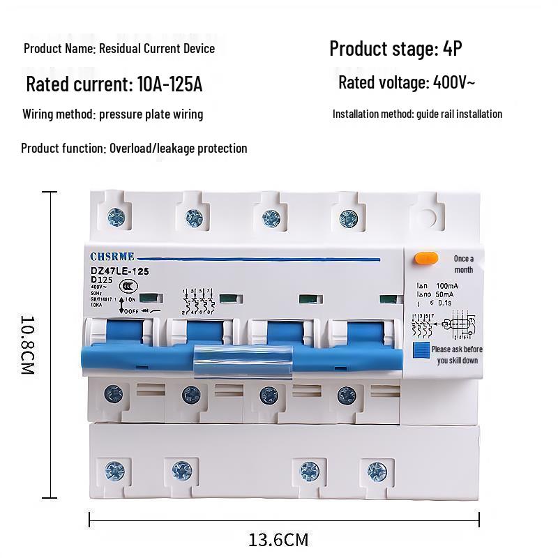 1P2P3P4P Residual Current Circuit Breaker Switch DZ47-63 - Main Household Air Circuit Breaker