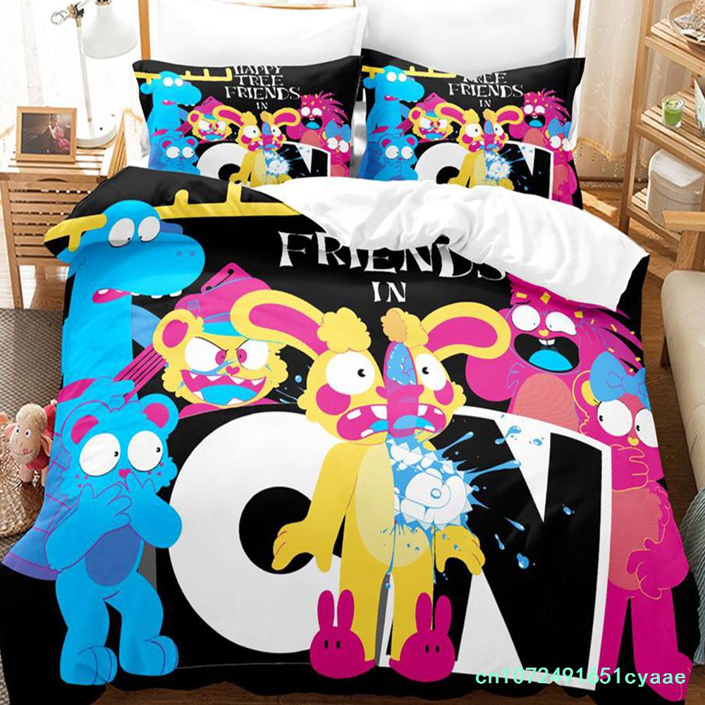 Happy Tree Friends Постельное белье Single Twin Full Queen King Size Bed Set Aldult Kid Bedroom Duvetcover Sets Anime