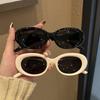 New Fashion Vintage Sunglasses Woman Brand Designer Oval Mirror Sun Glasses Female Black Frame Eyewear UV400