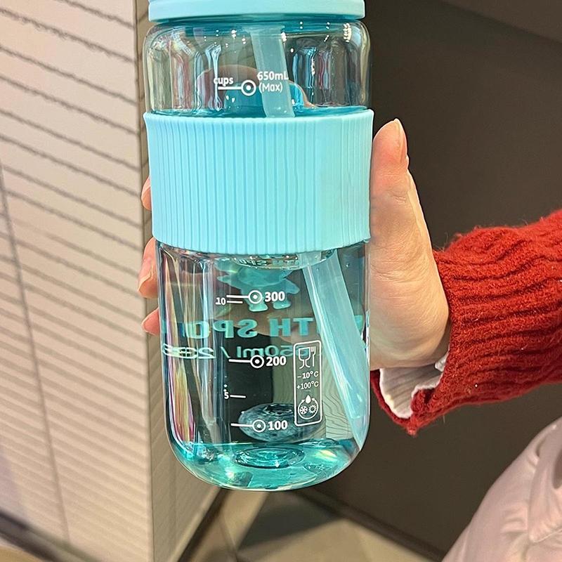 600 ml Kreskówkowy Dziecięcy Plastikowy Kubek ze Słomką Letni Studencki Kubek ze Słomką Przenośny na Zewnątrz Kreskówkowy Bidon Butelka na Wodę