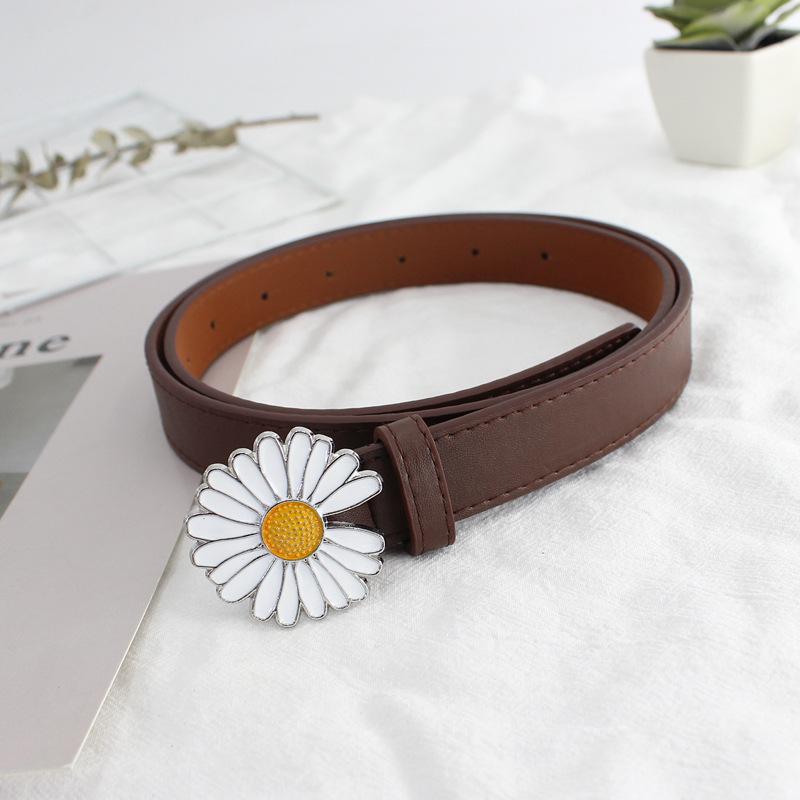 Smooth Buckle Skirt With Small Daisies Thin Belt Schoolgirl Decorative Jeans With Tide