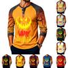 Men's Long Sleeve Shirt with Halloween Print for Holiday Parties and Casual Wear