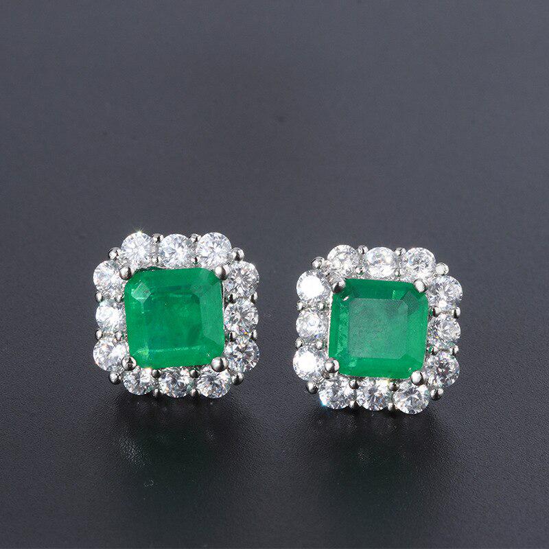 Lindon 925 Sterling Silver Zircon Geometry Earrings Women Vintage  Jewelry Delicate  Ear Studs Female Anniversary Gift