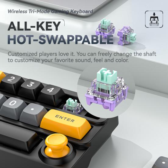 3 Modes Mini Wireless Keyboard with RGB Backlit Macro Programmable 15 Key Hot-swap DIY One Handed Gaming Mechanical Keypad PC Accessories