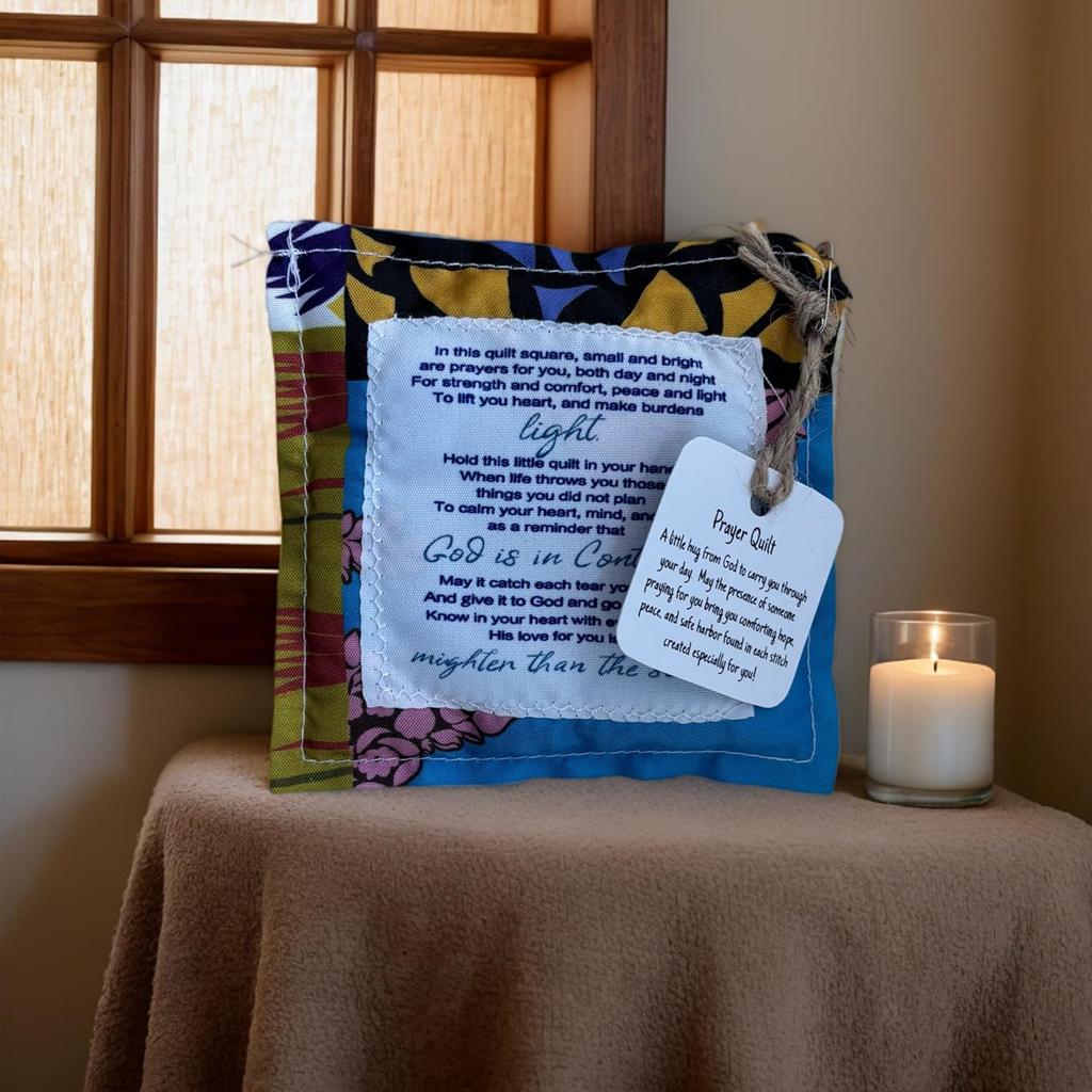 1PC Prayer Quilt with Cross ide, 4x4 Inches Mini Pocket Size, pirational Religious Gift