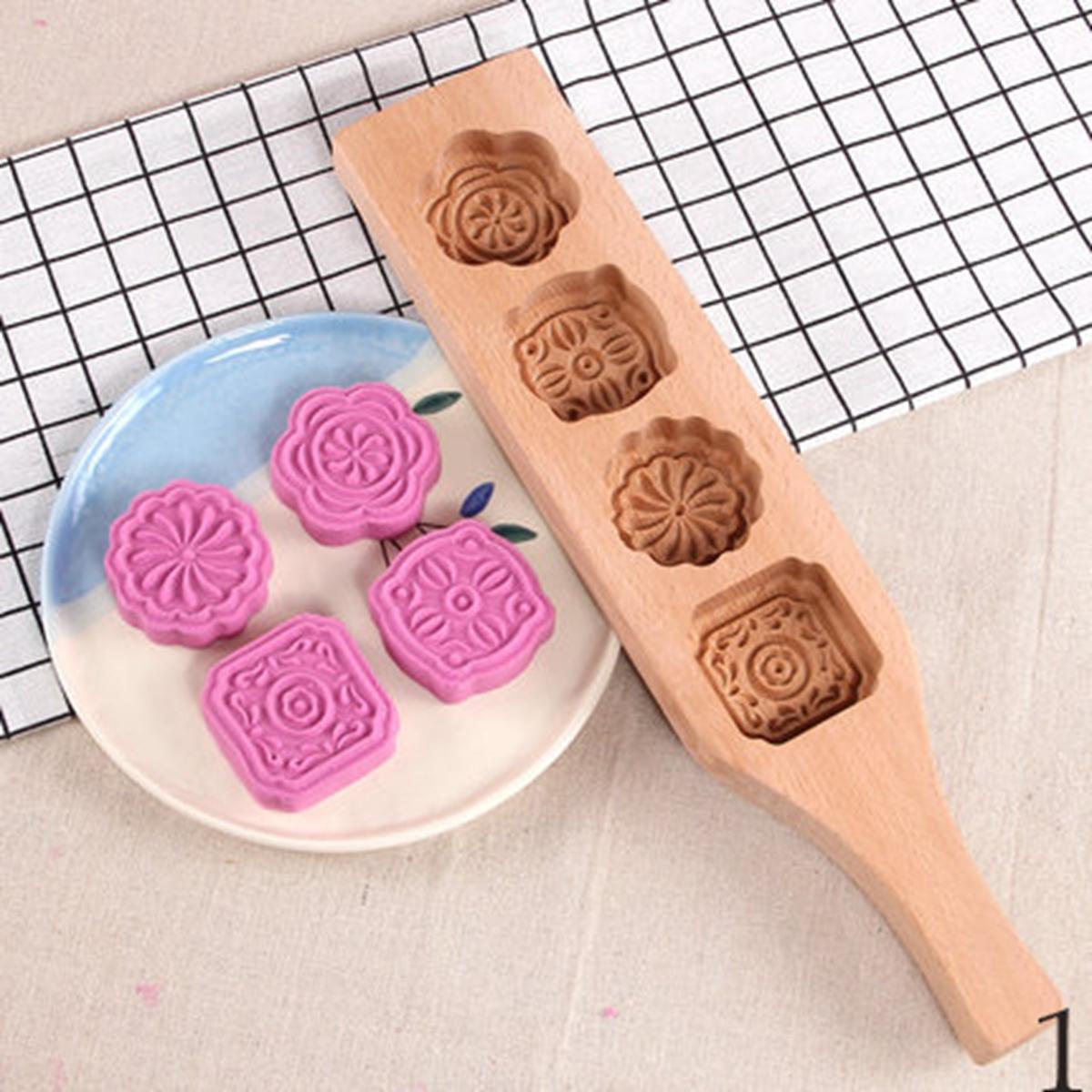 Fondant Kitchen Pastery Wooden Mooncake Form Печенье Stamp Moon Cake Mould Ma amoul Form 1