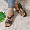 Fashion Fashion New Metal Decoration Women Sandals 2025 Summer Snake Print Gladiator Shoes Woman Comfort Casual Med Heels Sandals Woman