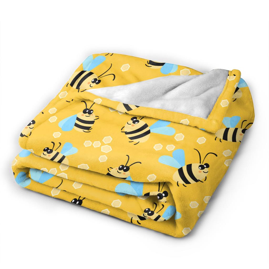 Bee in honeycomb and flowers Blankets Quality Super Soft  Bedding Throws Spring Travel Home Decor Funny Bedspread