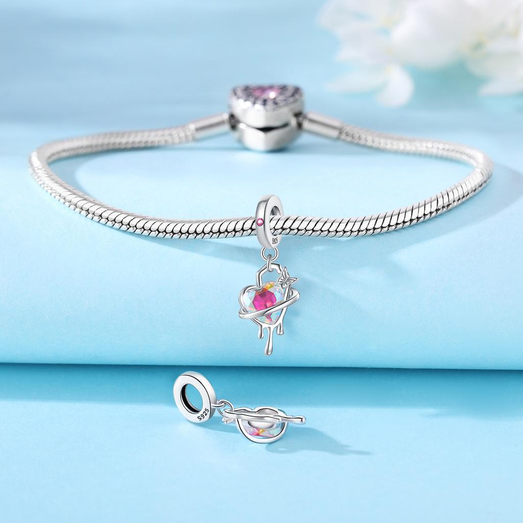 Beads Copper Charms Original Liquid Heart Glass Butterfly Pendant Beads Fit Bracelet Jewelry Diy Women Fine Gift
