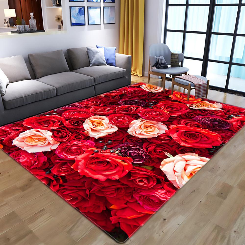 Cartoon Home Floor Mat Living Room Bedroom Carpet Rose Carpet Floor Mat