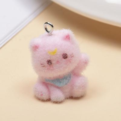 Resin Flocking Cute Three-dimensional Cat Keychain Pendant Car Key Chain Pendant Bag Pendant
