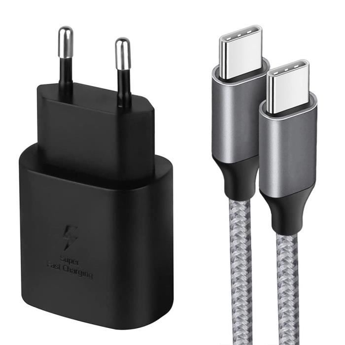 Chargeur USB-C 25W - e.F.Connection - compatible Xiaomi - Câble Nylon 1M - Charge rapide
