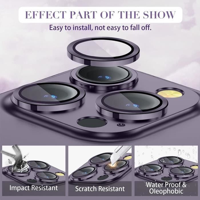 Protection Caméra Verre Trempé pour iPhone 14 Pro et iPhone 14 Pro Max - BOOLING - Rigide 9H - Contour Violet