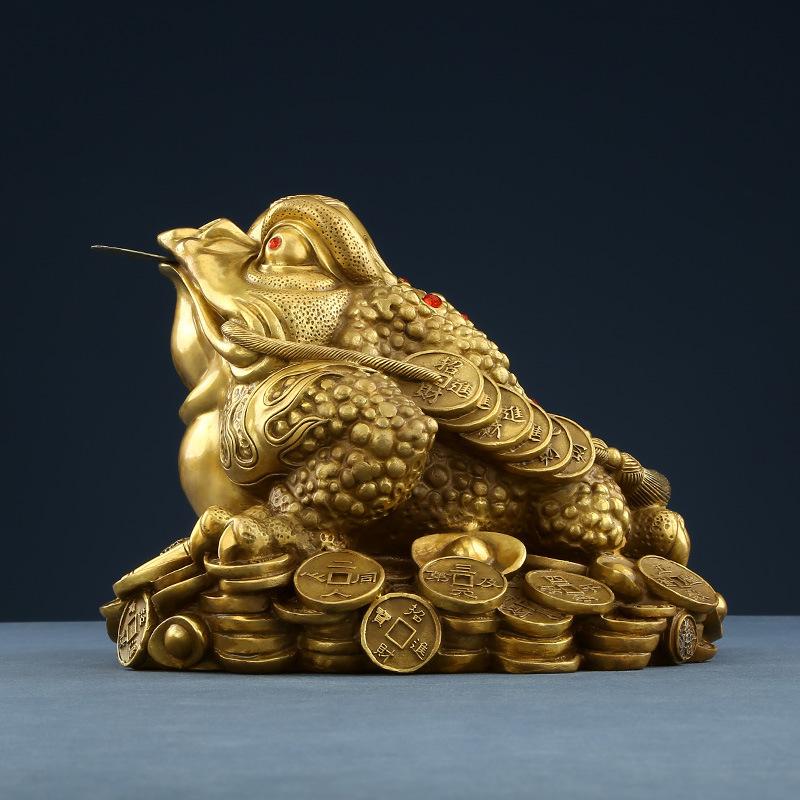 Brass Ornament ≪Treasure Offering Toad≫ Home Decor Living Room Wine Cabinet Office Opening Decoration Gift