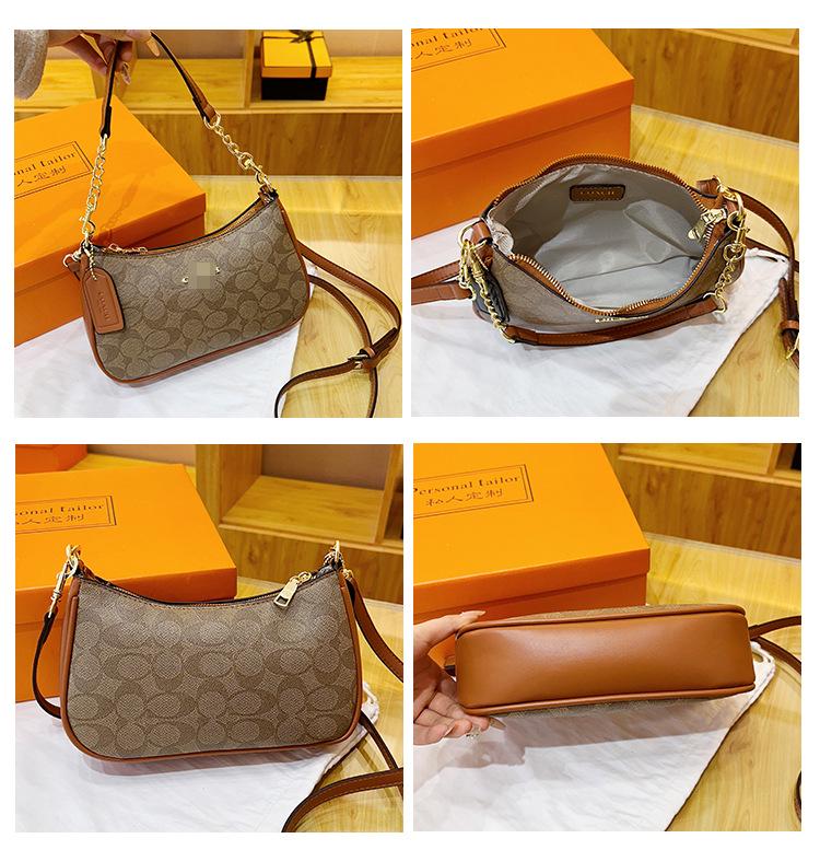 Women's Classic Versatile Crescent Crossbody Bag with Chain Print