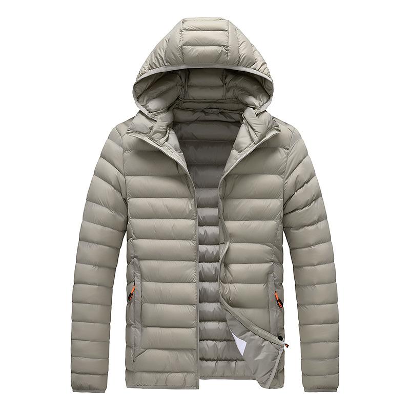 8XL Winter Lightweight Jacket Men's Fashionable All-match Detachable Hat Down Cotton Warm Coat Outdoor Skiing Windproof Parkas