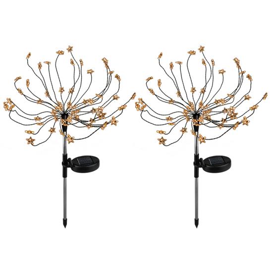 2 stk LED solcelledrevet fyrverkeri lys Vanntett utendørs lampe Plen dekorasjon