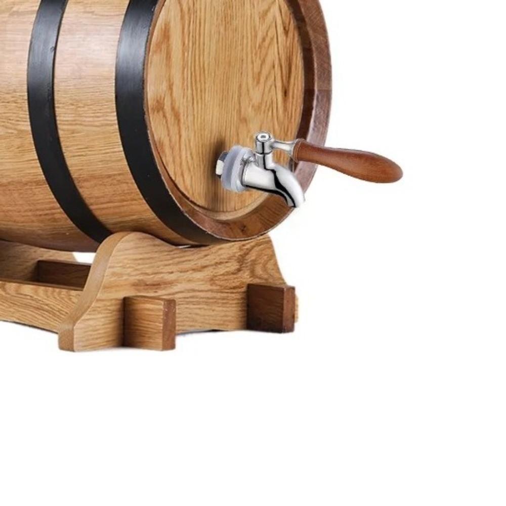 304 Stainless Steel Wine Barrel Faucet Wood Handle Easy Install Juice Beer Barrel Tap 16mm Size Beverage Dispenser