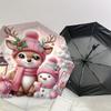 1PC Christmas, Deer Automatic Open/Close Umbrella Compact Folding Umbrella with 8-Rib Shaft Lightweight Esign, Highquality Fabric1177A