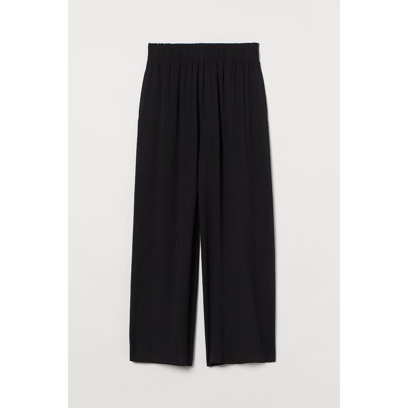 

HM Women s Clothes Casual Pants Autumn Women s Woven Draping Effect Work Clothing Elastic Waist Loose Pants 0971104 Black 170/88A(L)