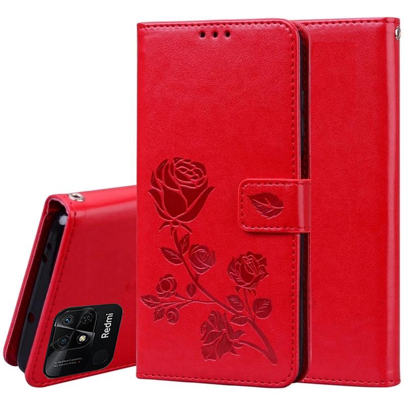Custodia Portafoglio In Pelle PU Per Xiaomi Redmi 12C - Cover Flip Con Slot Carte, Chiusura Magnetica, Funzione Stand, Farfalla Rosa