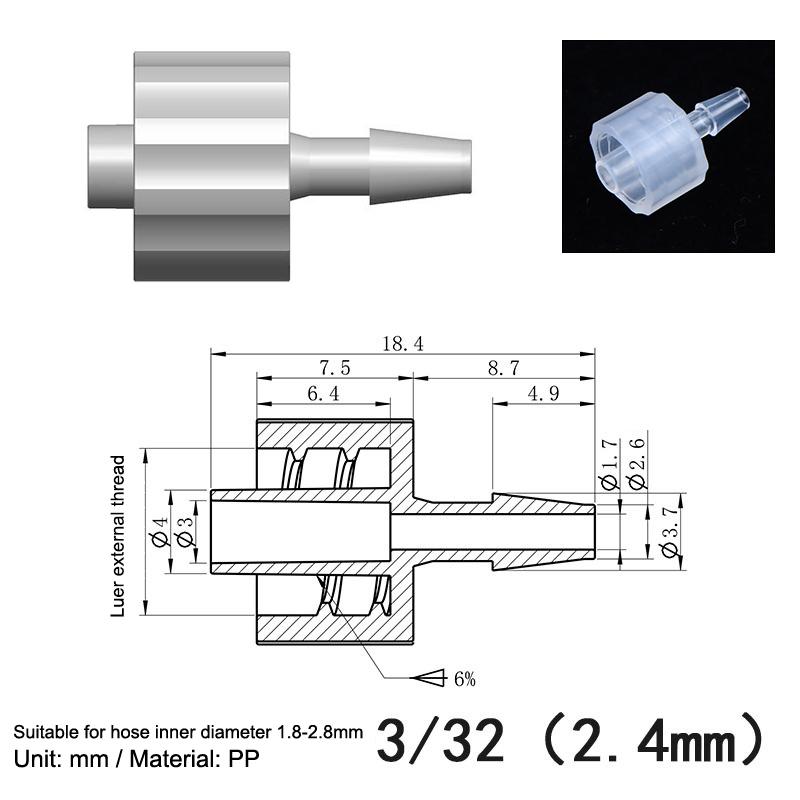 Luer Lock Adapter Pp Material Connector Air Valve Pipe Dispensing Glue Subpackaging Syringe Barrels Fitting
