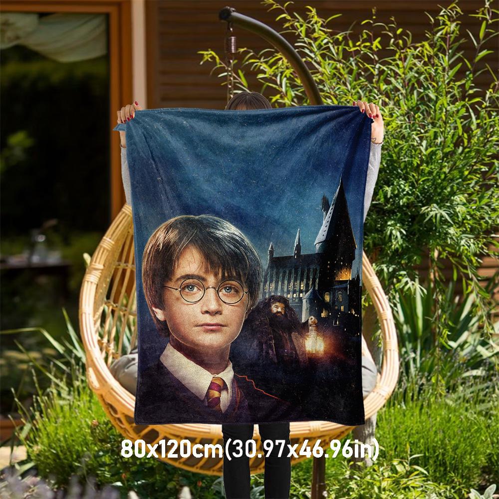 

1pc Hogwarts Harry Potter Night Outdoor Flannel Throw Blanket All Season Soft Warmth,Home Decor 1031203 80x120cm