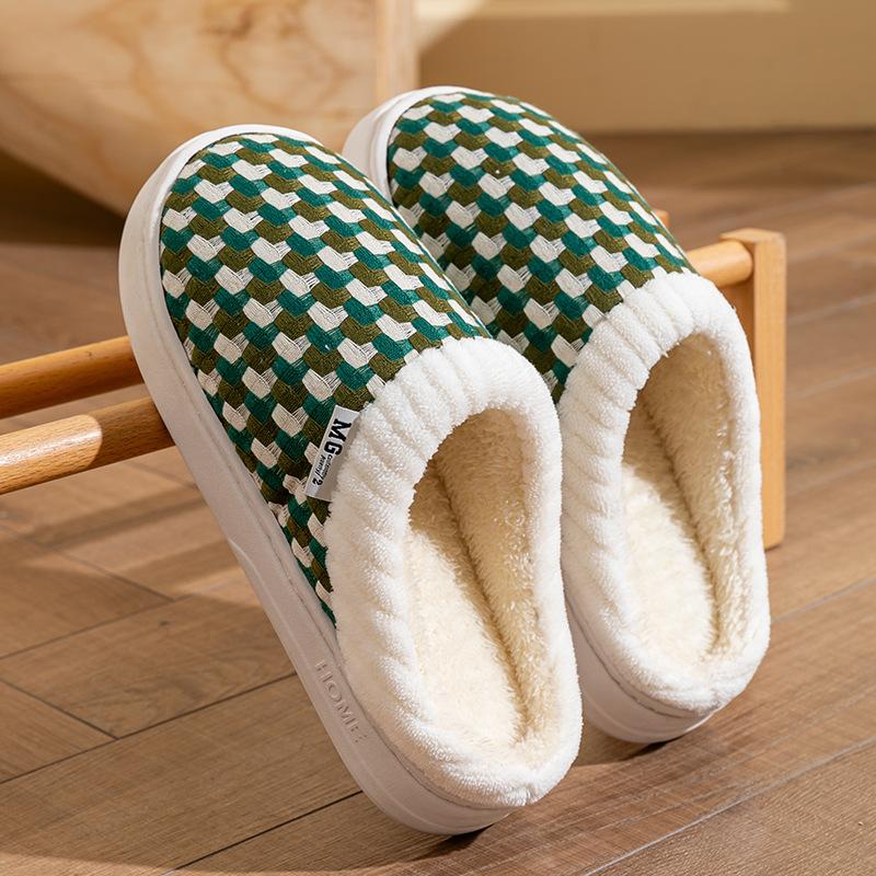 Cixi cotton slippers for women's home use in winter indoor home non-slip spring and autumn plush warm couple winter men