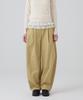 DANGLEDROP Dgdp Balloon Fit Curved Cotton Elastic Waist Pants_Beige