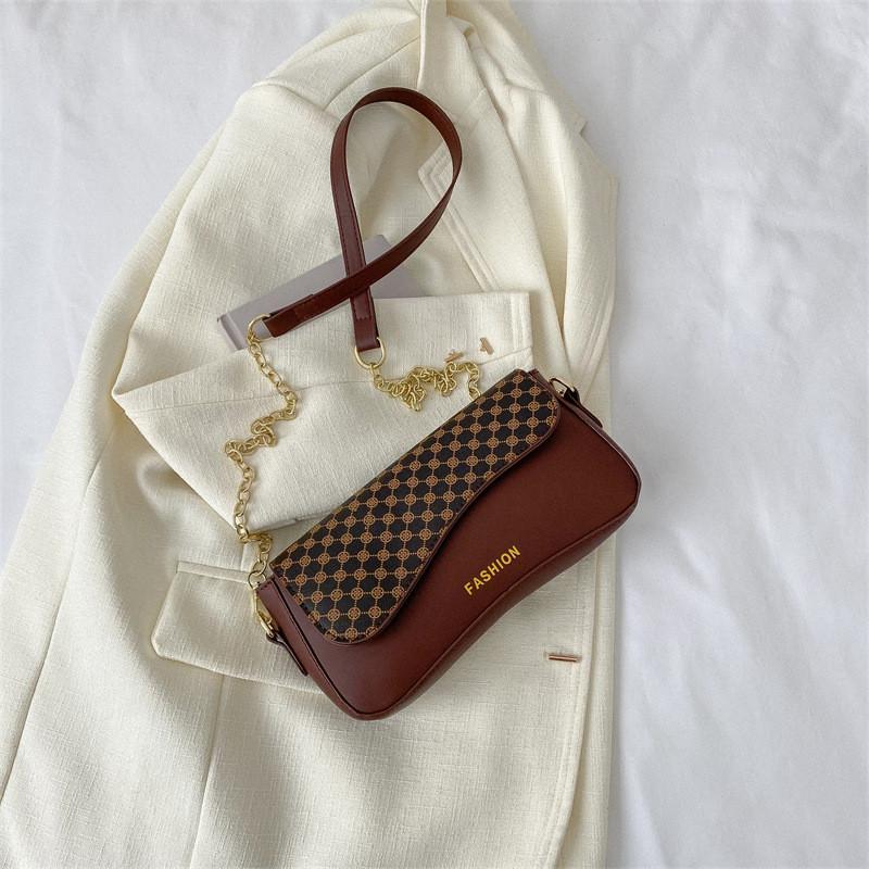

Trendy Medium Sized Pu Shoulder Bag For Women With Unique Print Ideal For Commuting Brown Polka Dot