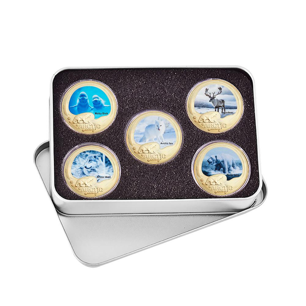 Arctic Island Animal Commemorative Coins, Collecting Commemorative Medals, Enthusiasts Collecting Gifts, Includes gift box
