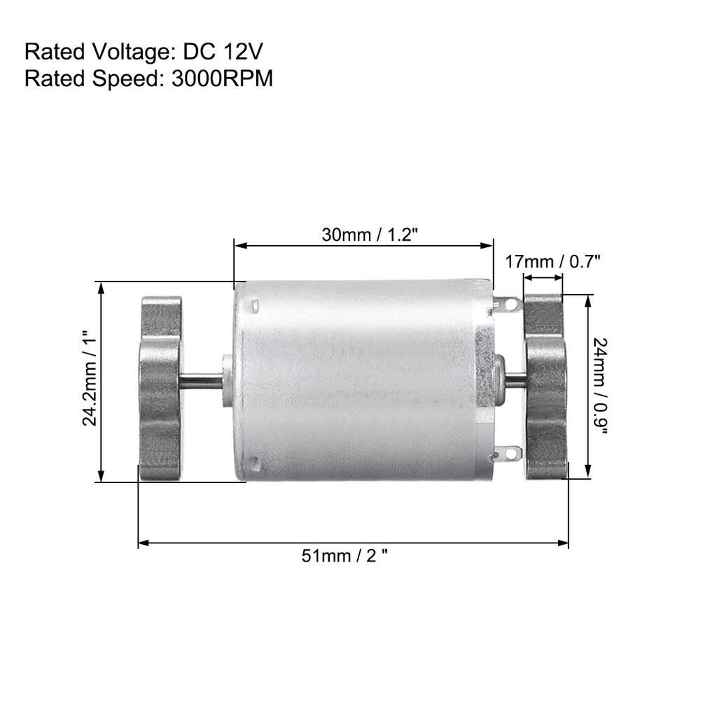 UXCELL Double Shaft Vibration Motors DC 12V 3000RPM Strong Power Dual Head Massager Vibrating Motor 51x24.2mm