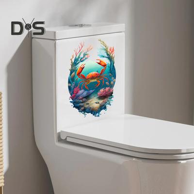 Toilettenaufkleber mit Meerestieren, abnehmbar, selbstklebend, wasserdicht, PVC, Wandkunst, Unterwasserwelt, Badezimmer, Toilettendeckel, Dekoration, Aufkleber