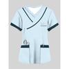 Surgical Gown Women's 3D Printed Nurse Top Summer Fashion V-tie Pocket Short Sleeved Women's Medical Gown