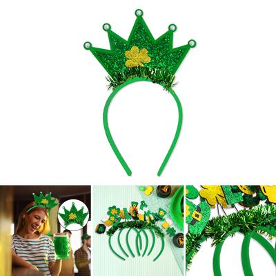 Multiple Type Saint Patricks Day Headband Shamrock Hair Hoop Festival Performances Headpiece Christmas Gift for Couple
