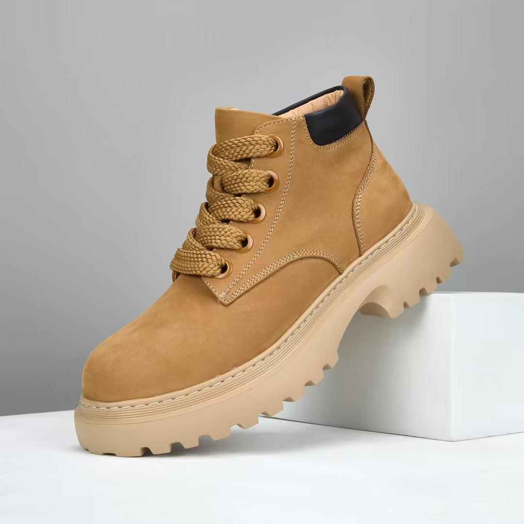 

Men s Retro High-Top Martin Boots - Thick Sole, Comfortable, Casual Workwear for Autumn/Winter 38 абрикосовый