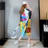 Women's Fashion Summer Spring Colour Block Print 1/2 Sleeves O-Neck Loose Waistline Casual Dresses