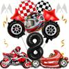 12pcs Racing Party Decoration 40inch Black Number Balloon Plaid Balloon Tire Motorcycle Balloon Striped Racing Tire Grid Digital