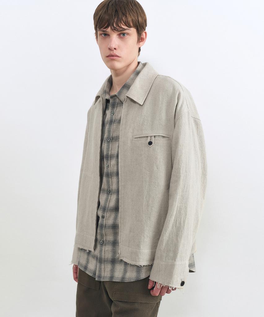 Insilence Hemp Zip-Up Jacket Ecru