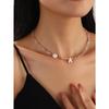 1pc European And American Style Shell Letter Pendant Collarbone Necklace With Crystal Beaded Chain, Super Shiny