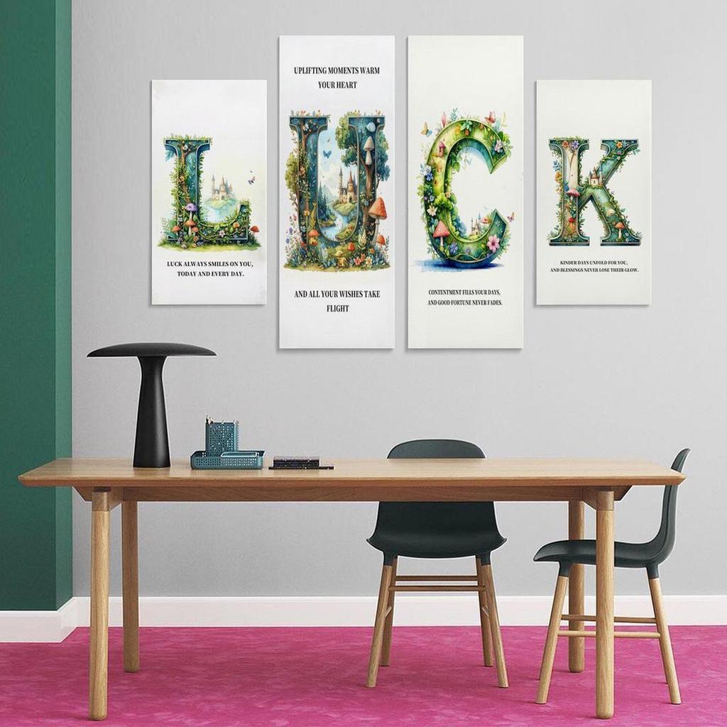 Four-Panel Solid Wood Oil Canvas Living Room Decorative Painting with Frame Processing