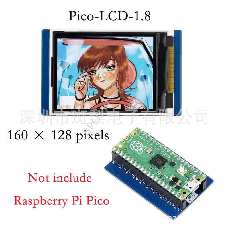 Raspberry Pi Pico 1,8" LCD-displaymodul, 160×128 pixlar, 65K färger