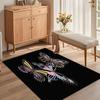 Weicher rutschfester pastellfarbener Schmetterlings-Teppich mit buntem Trio-Design auf schwarzem Hintergrund für Kinderzimmer Schlafzimmer Wohnzimmer Dekoration