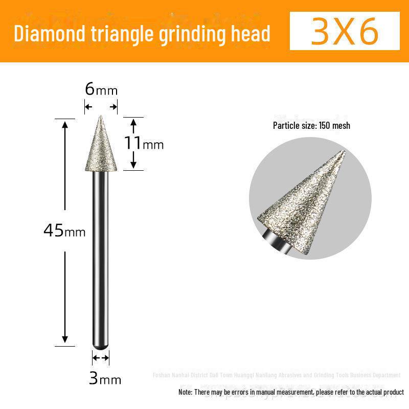 3mm Diamond Grinding Heads for Electric Grinder – Cylindrical, Bullet, Umbrella, Ball Shapes