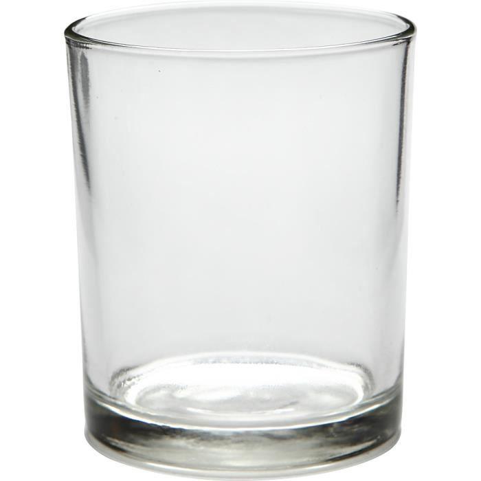 Bougeoir cylindrique en verre transparent. Réf 55826